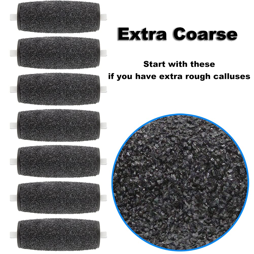 7 Pack Include 4 Extra Coarse & 3 Regular Coarse Replacement Roller Refill Heads Compatible with Amope Pedi Pefect Electronic Foot File